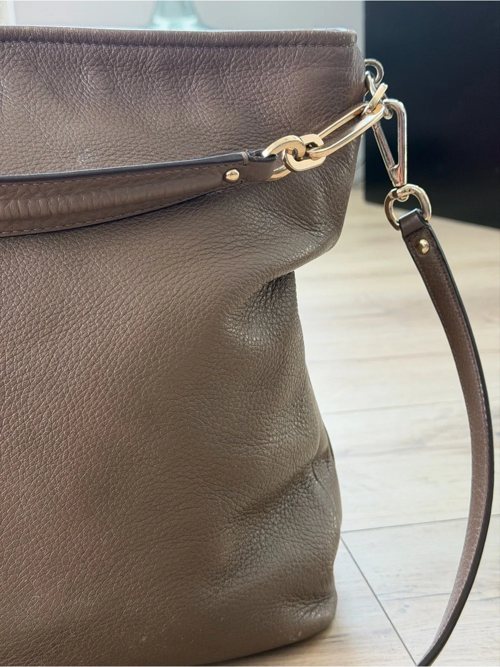Coach Taupe Pebbled Leather Hobo Shoulder Bag